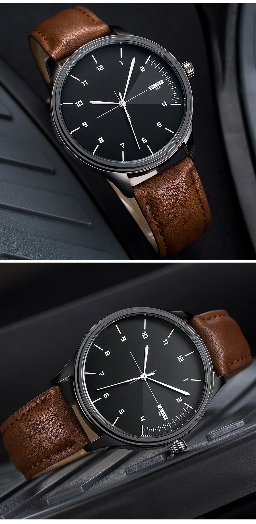 Relógio Masculino de Couro Yazole - Elegância e Estilo