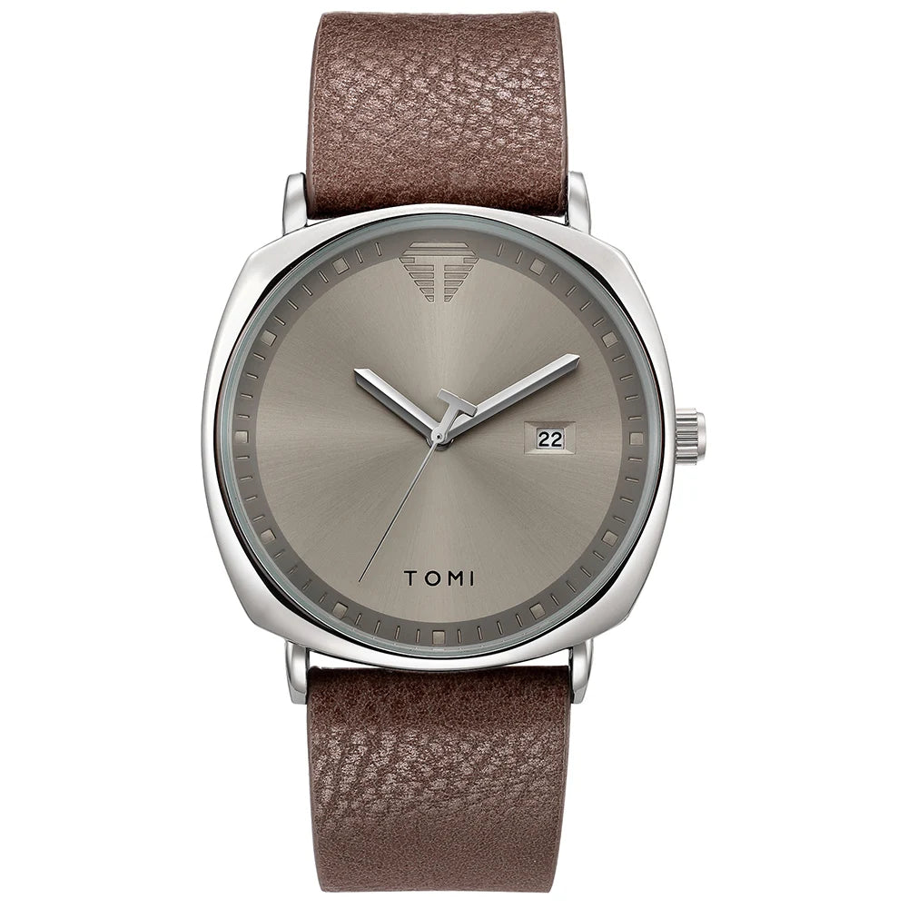 Relógio Masculino de Quartzo com Pulseira de Couro e Calendário