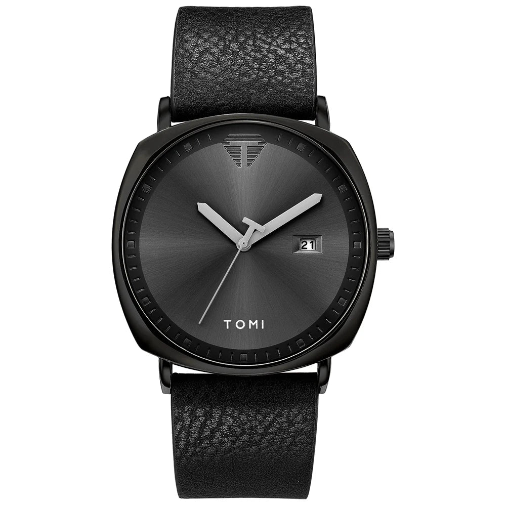 Relógio Masculino de Quartzo com Pulseira de Couro e Calendário