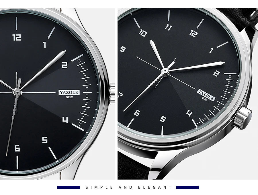Relógio Masculino de Couro Yazole - Elegância e Estilo