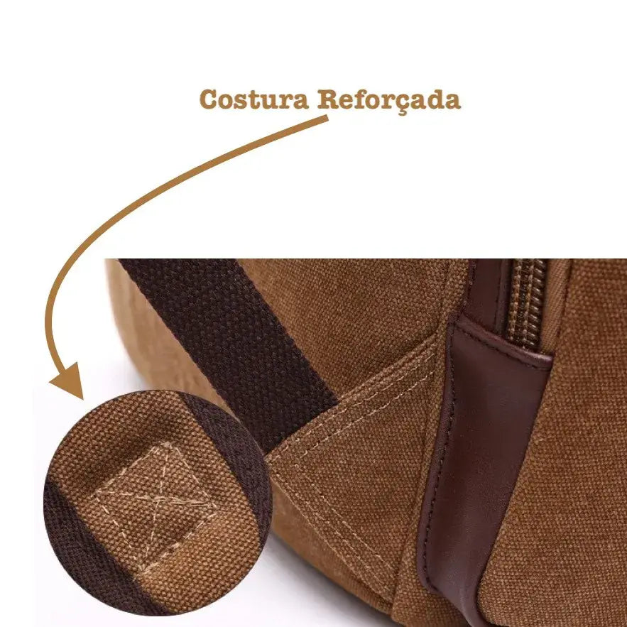 Mochila Executiva de Lona com detalhes em Couro Romenzi RZ069