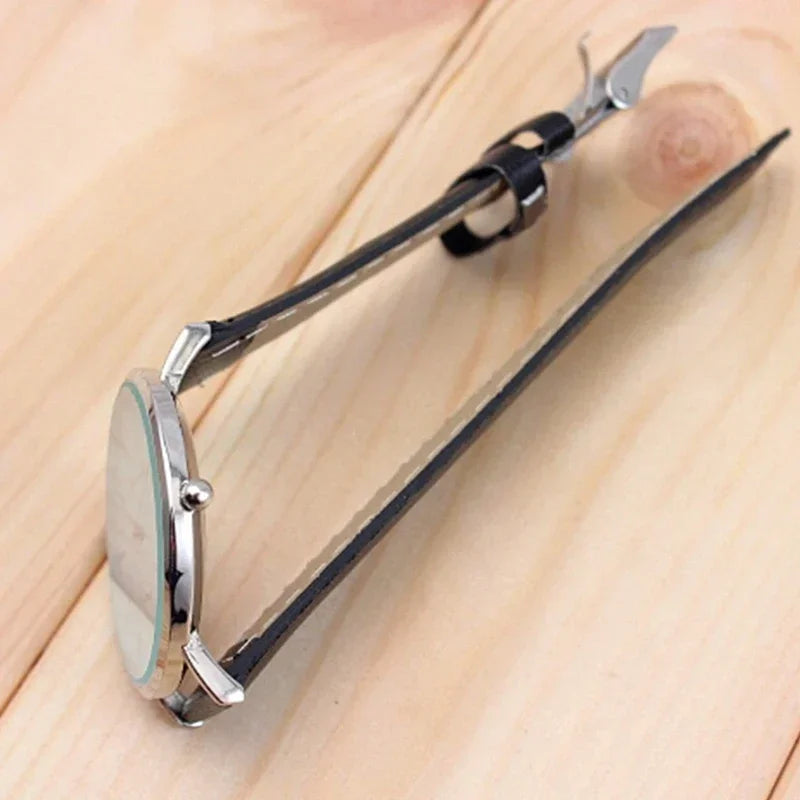 Relógio Masculino Casual Ultra Fino em Couro