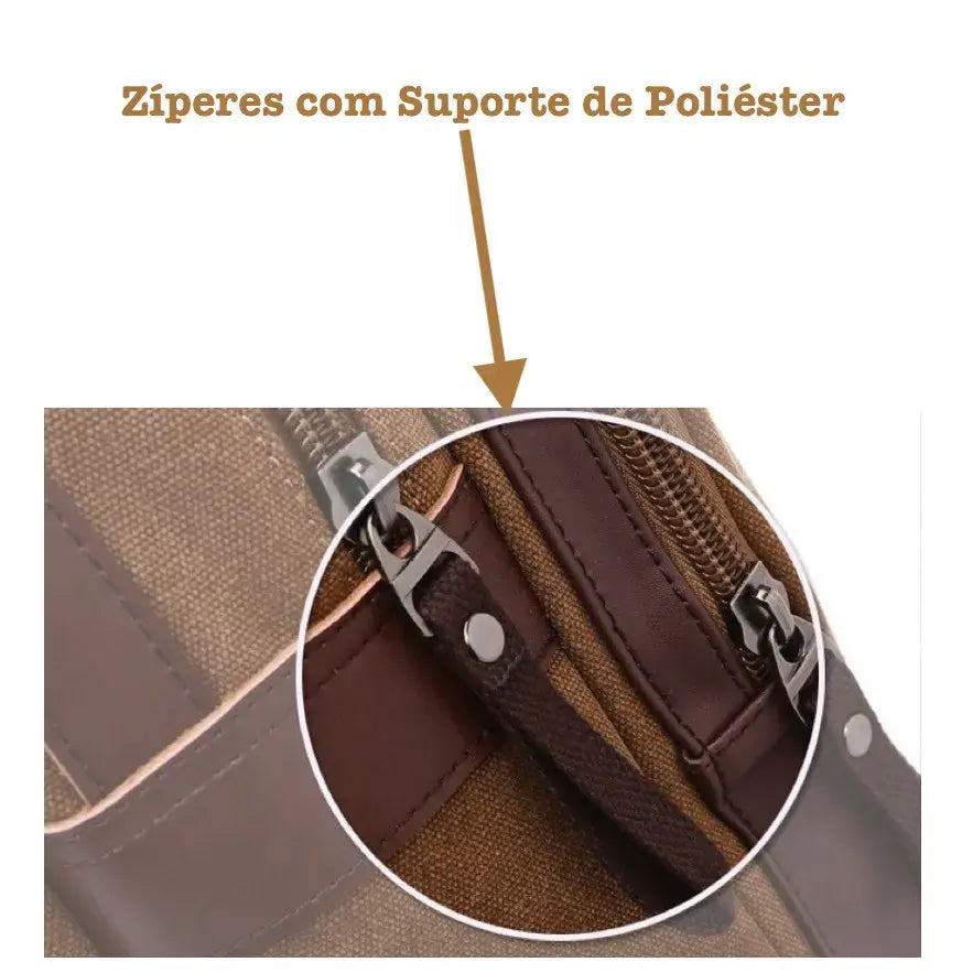 Mochila Executiva de Lona com detalhes em Couro