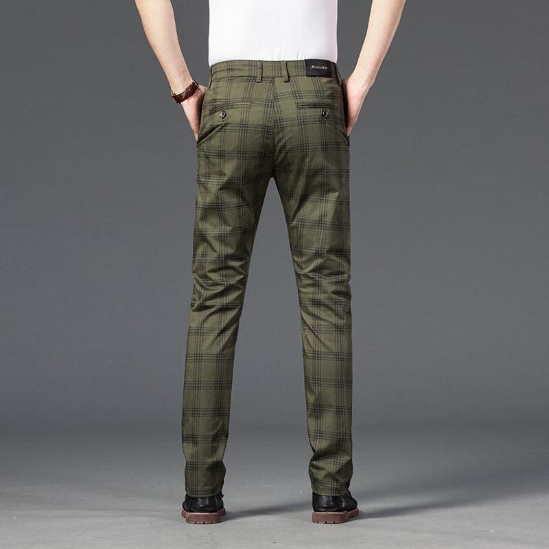 Calça Masculina Casual Xadrez Listrada