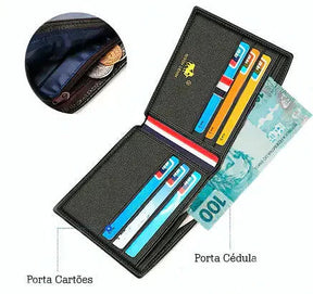 Carteira Masculina de Couro Bison