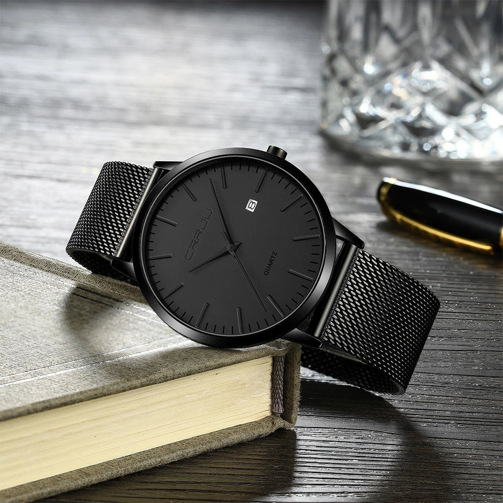 Relógio Masculino Ultra Fino CRRJU à Prova D'Água