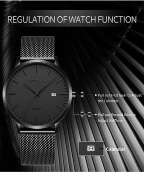 Relógio Masculino Ultra Fino CRRJU à Prova D'Água