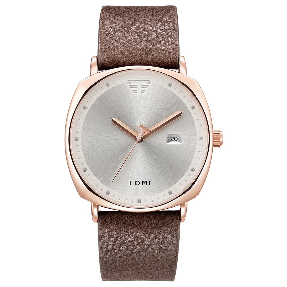 Relógio Masculino de Quartzo com Pulseira de Couro e Calendário