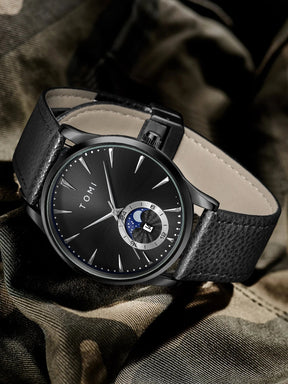 Relógio Masculino TOMI Luxo de Couro com Calendário