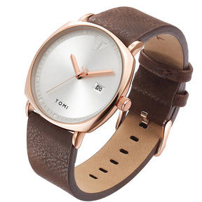 Relógio Masculino de Quartzo com Pulseira de Couro e Calendário