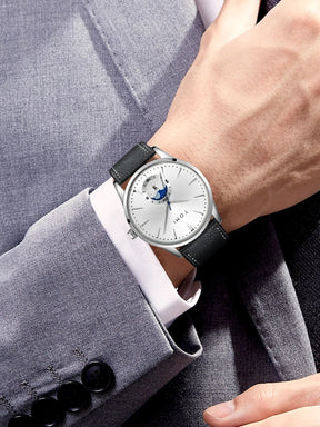 Relógio Masculino TOMI Luxo de Couro com Calendário