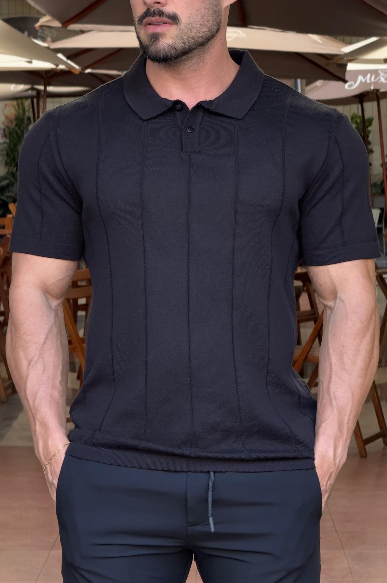 Camiseta Polo Tricot Preto - Up