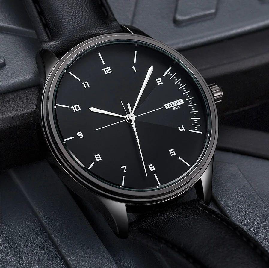 Relógio Masculino de Couro Yazole - Elegância e Estilo