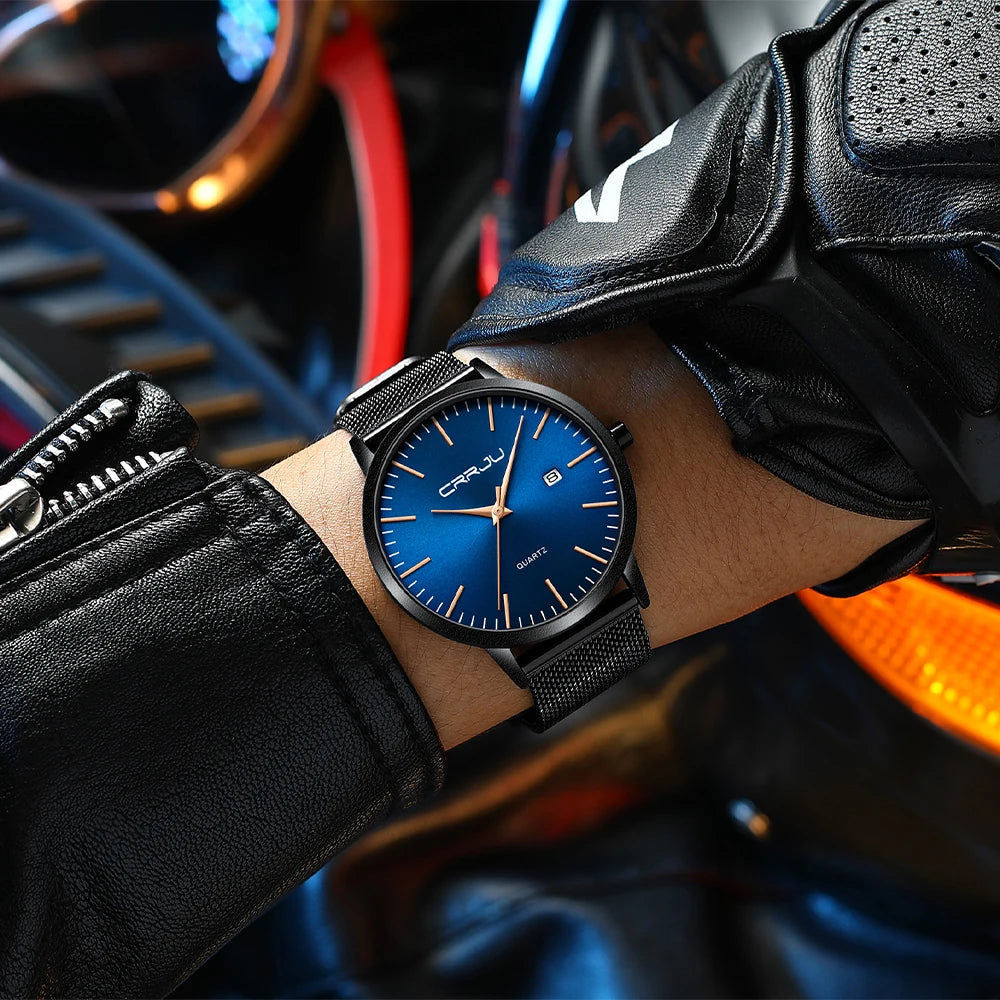 Relógio Masculino Ultra Fino CRRJU à Prova D'Água