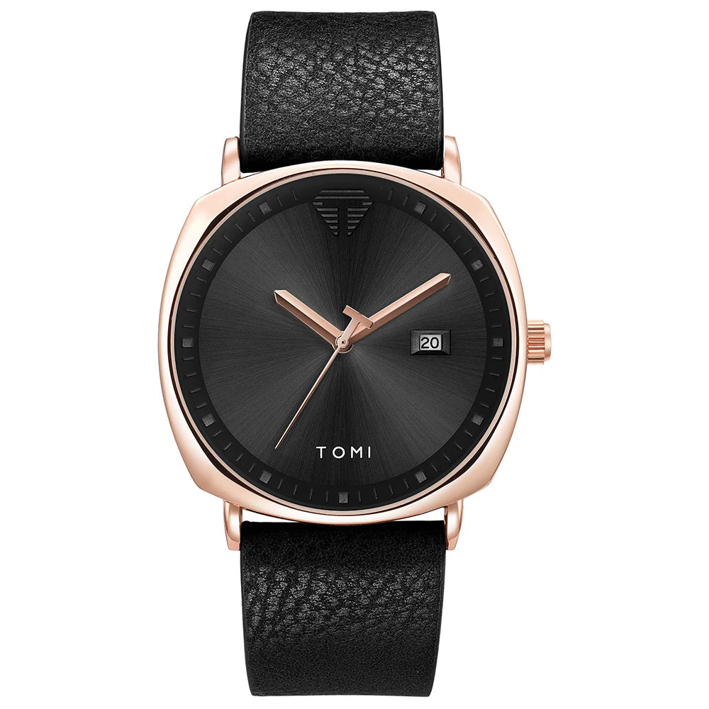 Relógio Masculino de Quartzo com Pulseira de Couro e Calendário