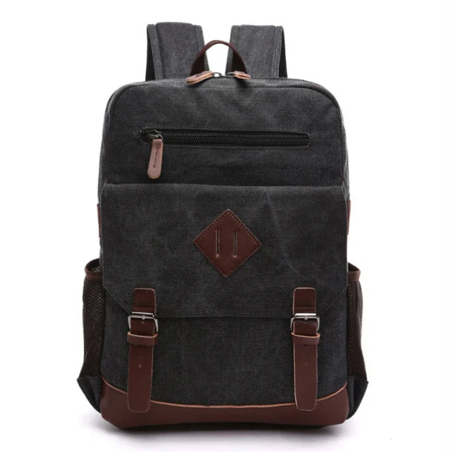 Mochila Executiva de Lona com detalhes em Couro