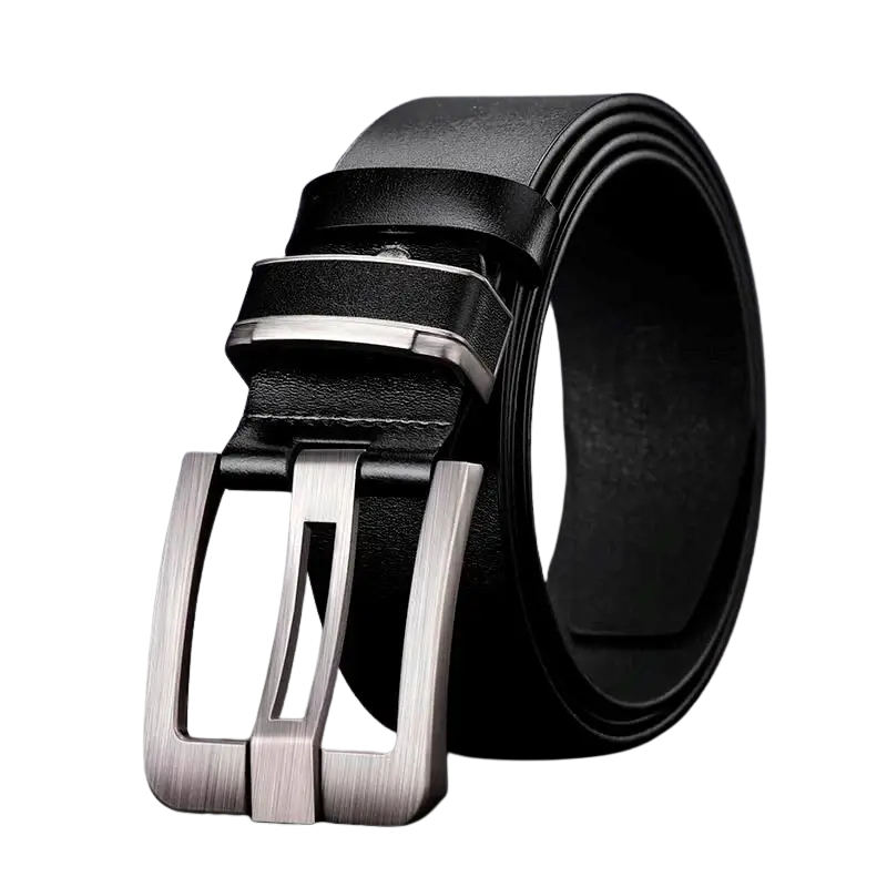 Cinto de Couro Casual Masculino com Fivela Metálica
